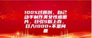 100%过原创，自己动手制作美女图片，日引S粉上百，日入几张不是问题-网创资源