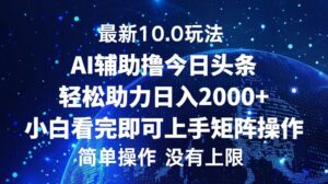 （12964期）今日头条最新10.0玩法，轻松矩阵日入2000+-网创资源
