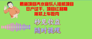 （12954期）汽水音乐人挂机项目日产过千支持单窗口测试满意在批量上，项目红利期早…-网创资源