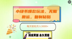 小绿书爆款玩法，无脑搬运，复制粘贴，每天轻松月入3000+-网创资源