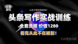 11月最新头条1280付费课程，手把手教你日入300+  教你写一篇没有“AI味的文章”，附赠独家指令【揭秘】-网创资源
