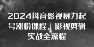 2024抖音影视暴力起号涨粉课程，影视剪辑搬运实战全流程-网创资源