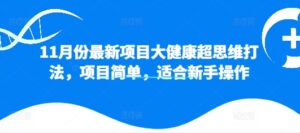 11月份最新项目大健康超思维打法，项目简单，适合新手操作-网创资源