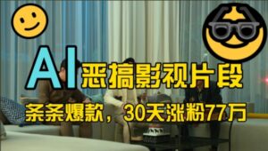 蓝海赛道，AI恶搞影视片段，条条爆款，30天涨粉77万，全流程拆解【揭秘】-网创资源