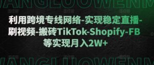 利用跨境专线网络-实现稳定直播-刷视频-搬砖TikTok-Shopify-FB等实现月入2W+【揭秘】-网创资源