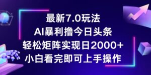 （12854期）今日头条最新7.0玩法，轻松矩阵日入2000+-网创资源