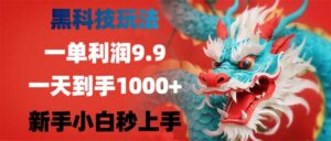 （12793期）黑科技玩法，一单利润9.9,一天到手1000+，新手小白秒上手-网创资源