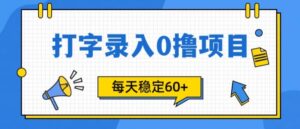 简单打字的零撸项目，每天稳稳60+(附渠道入口)-网创资源