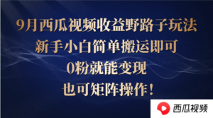 （12760期）西瓜视频收益野路子玩法，新手小白简单搬运即可，0粉就能变现，也可矩…-网创资源
