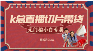 （12758期）k总直播切片带货，无需授权，无门槛小白轻松月入3w-网创资源
