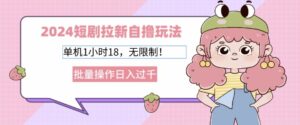 2024短剧拉新自撸玩法，单机1小时18无限制，批量操作日入过k-网创资源