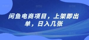闲鱼电商项目，上架即出单，日入几张-网创资源