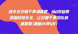 拼多多日销千单训练营，从0开始带你做好拼多多，让日销千单可以快速复制(更新24年10月)-网创资源
