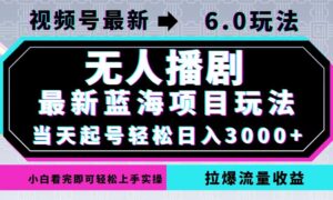 （12737期）视频号最新6.0玩法，无人播剧，轻松日入3000+，最新蓝海项目，拉爆流量…-网创资源
