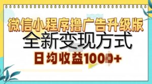 微信小程序撸广告升级版，全新变现方式，日均收益1k-网创资源