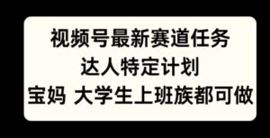 视频号最新赛道任务，达人特定计划，宝妈、大学生、上班族皆可做-网创资源