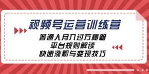 （12722期）视频号运营训练营：普通人月入过万秘籍，平台规则解读，快速涨粉与变现…-网创资源
