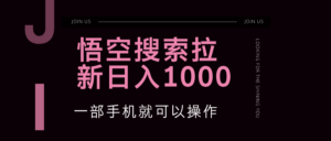 （12717期）悟空搜索类拉新 蓝海项目 一部手机就可以操作 教程非常详细-网创资源
