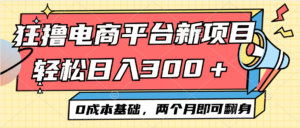 （12685期）电商平台新赛道变现项目小白轻松日入300＋0成本基础两个月即可翻身-网创资源