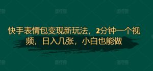 快手表情包变现新玩法，2分钟一个视频，日入几张，小白也能做-网创资源