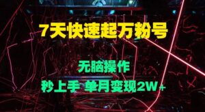 7天快速起万粉号，无脑操作，秒上手 单月变现过W-网创资源