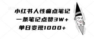 小红书人性痛点笔记，一条笔记点赞3W+，单日变现1k-网创资源