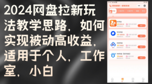 （12617期）2024网盘拉新玩法教学思路，如何实现被动高收益，适用于个人 工作室 小白-网创资源