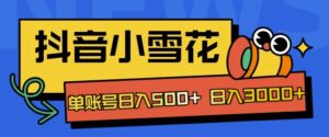 独家抖音小雪花项目，单账号日入几张-网创资源