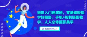 摄影入门速成班，零基础轻松学好摄影，手机+相机摄影教学，人人必修摄影美学-网创资源