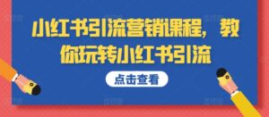 小红书引流营销课程，教你玩转小红书引流-网创资源
