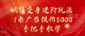 妖精变身进阶玩法，1条广告报价5000，手把手教学【揭秘】-网创资源