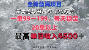 （12512期）靠卖绝版书籍月入10W+,一单99-199，一天平均20单以上，最高收益日入4500+-网创资源