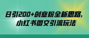 日引200+创业粉全新思路，小红书图文引流玩法【揭秘】-网创资源