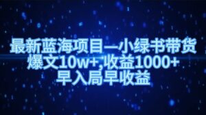 最新蓝海项目小绿书带货，爆文10w+，收益1000+，早入局早获益-网创资源
