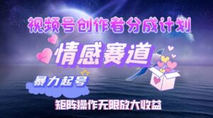 （12461期）视频号创作者分成项目之情感赛道，暴力起号，实现税后月入3W+矩阵操作…-网创资源