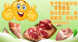 支付宝分成计划，美食教程，百分百原创，条条爆流，轻松月入1w-网创资源