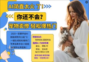 小红书AI宠物卖惨打工项目，一键生成轻松爆热门，专撩温柔多金小姐姐，私域转化率超高-网创资源