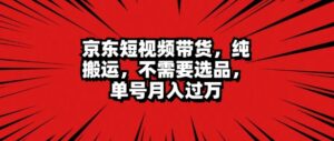 京东短视频达人带货 无脑搬运 无需选品 矩阵操作 单号一周过万-网创资源