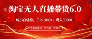 淘宝无人直播带货6.0，不违规，不封号，纯小白轻松上手，月入过万-网创资源