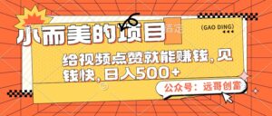 （12389期）小而美的项目，给视频点赞也能赚钱，见钱快，日入500+-网创资源