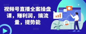 视频号直播全案操盘课，赚利润，搞流量，提势能-网创资源