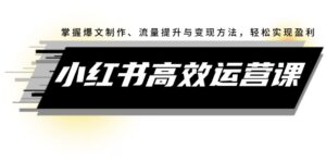 （12369期）小红书高效运营课：掌握爆文制作、流量提升与变现方法，轻松实现盈利-网创资源