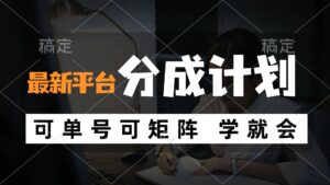 （12349期）风口项目，最新平台分成计划，可单号 可矩阵单号轻松月入10000+-网创资源