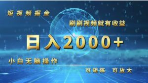 （12347期）短视频掘金，刷刷视频就有收益.小白无脑操作，日入2000+-网创资源