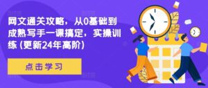 网文通关攻略，从0基础到成熟写手一课搞定，实操训练(更新24年高阶)-网创资源