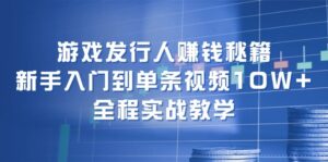 （12336期）游戏发行人赚钱秘籍：新手入门到单条视频10W+，全程实战教学-网创资源
