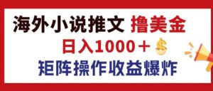 （12333期）最新海外小说推文撸美金，日入1000＋ 蓝海市场，矩阵放大收益爆炸-网创资源