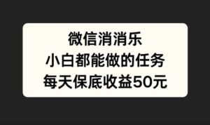 微信消一消，小白都能做的任务，每天收益保底50元-网创资源