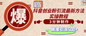 轻松制作创业类视频，一天被动加精准创业粉500+【揭秘】-网创资源
