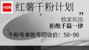 （12280期）红薯千粉回收计划，单账号收益50+，可矩阵操作-网创资源